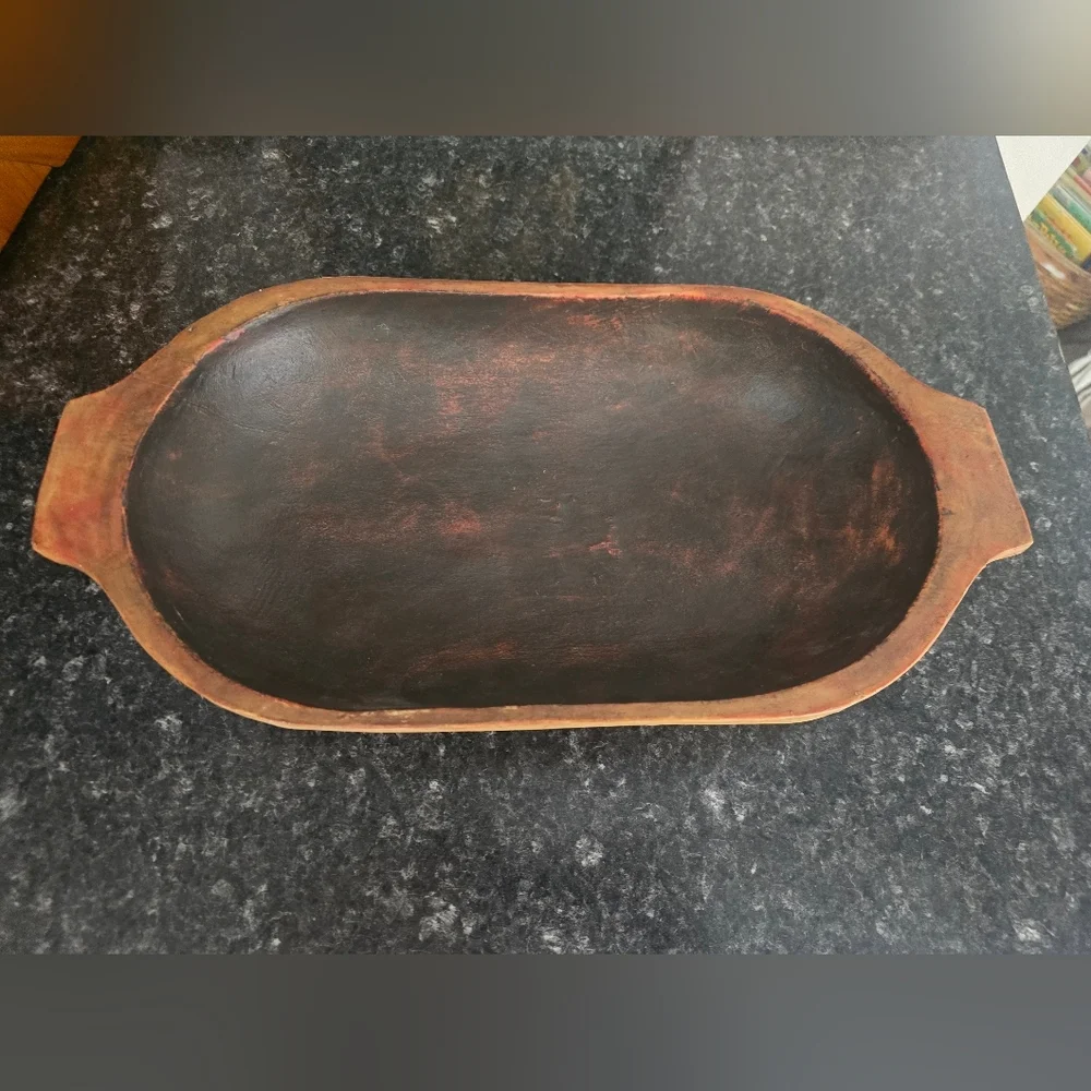 Primitive Wooden Dough Bowl Chic Farmhouse Barn Chic Cottage Coastal